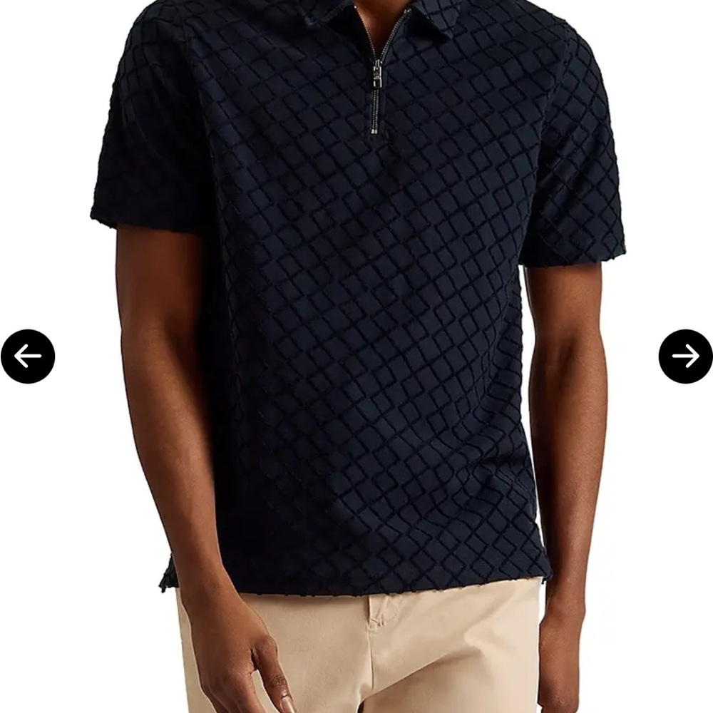 Men's Navy Textured Polo Shirt
